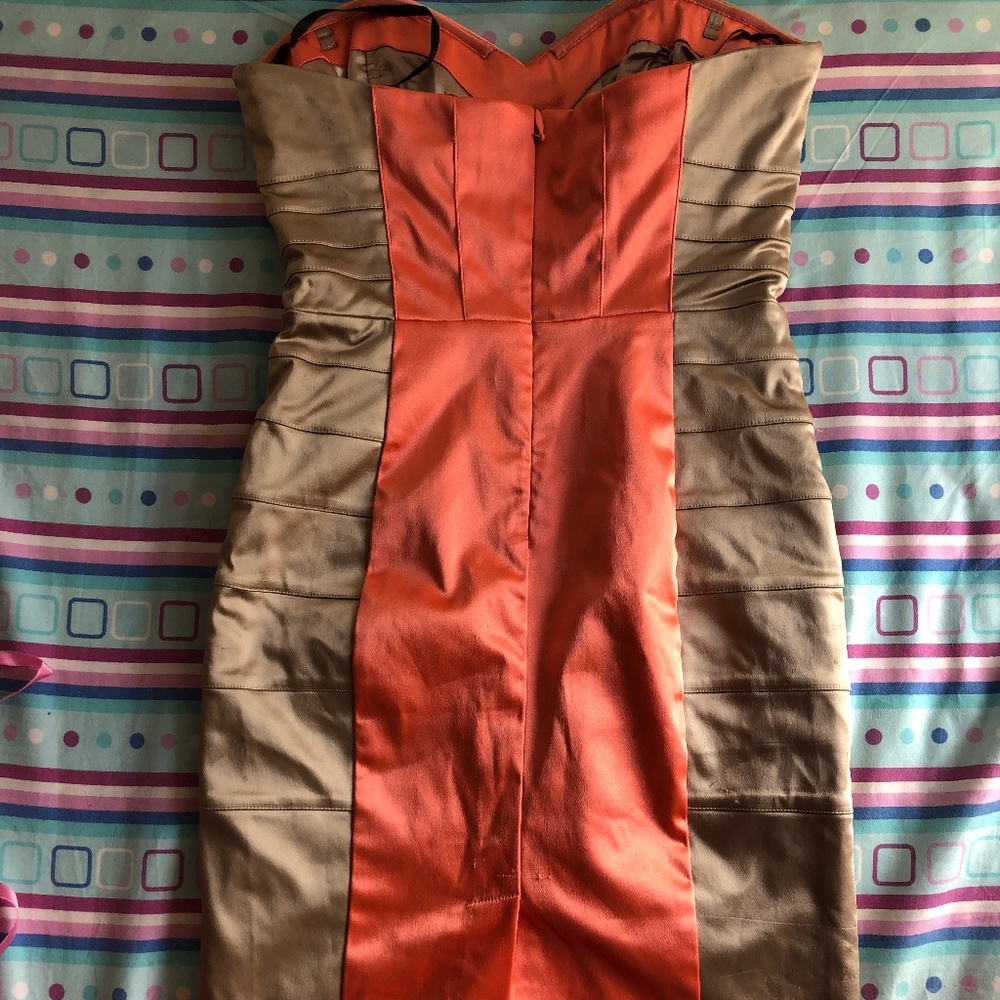 Bebe satin strapless mini dress